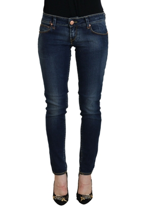 Blue Cotton Low Waist Skinny Women Casual Jeans - W26