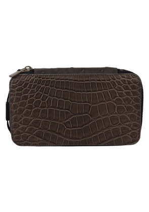 Dolce & Gabbana Gray Skin Leather Vanity Case Toiletry Shaving Bag