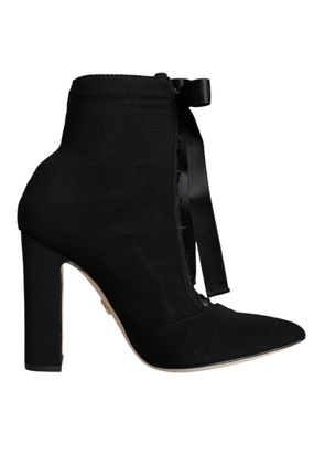 Black Jersey Stretch Ankle Booties Shoes - EU35.5/US5