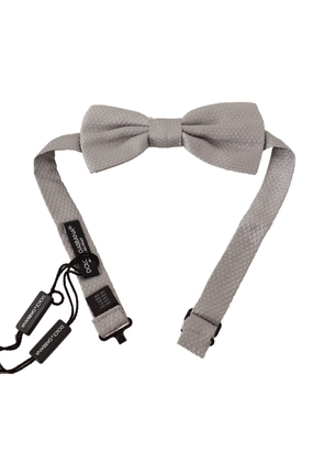 Dolce & Gabbana Silver Gray 100% Silk Adjustable Neck Papillon Bow Tie