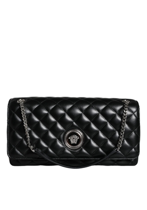 Black Quilted Lambskin Leather Crossbody Shoulder Bag