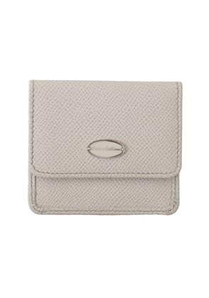 Dolce & Gabbana White Dauphine Leather Holder Pocket Wallet Condom Case