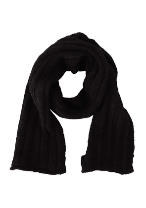 Dolce & Gabbana Black Virgin Wool Knitted  Warmer Shawl Scarf
