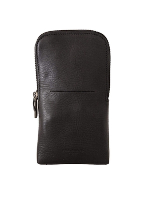 Dolce & Gabbana Black Leather Purse Double Belt Strap Multi Kit Wallet