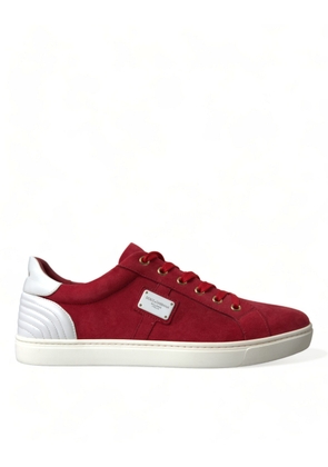 Dolce & Gabbana Red Suede Leather Men Low Top Sneakers Shoes - EU41/US8