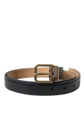 Dolce & Gabbana Black Calf Leather Gold Metal Buckle Belt - 90 cm / 36 Inches