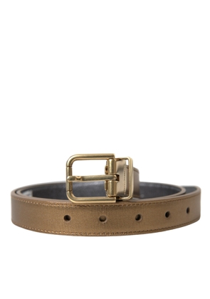 Dolce & Gabbana Metallic Gold Calf Leather Metal Buckle Belt - 85 cm / 34 Inches