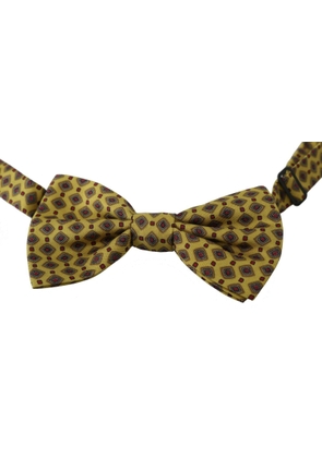 Dolce & Gabbana Yellow Pattern Silk Adjustable Neck Tie