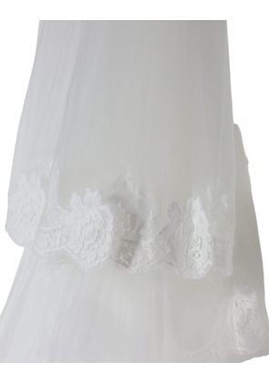 White Floral Lace Nylon Floor Length Wedding Veil