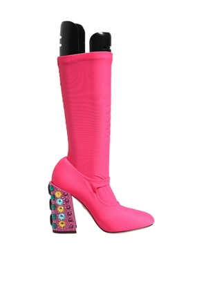 Pink Nylon Crystal Vally High Boots Shoes - EU35.5/US5