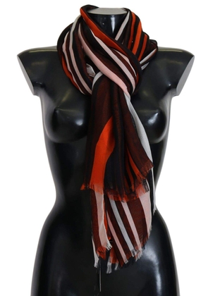 Dolce & Gabbana Multicolor Striped Silk Shawl Fringes Scarf