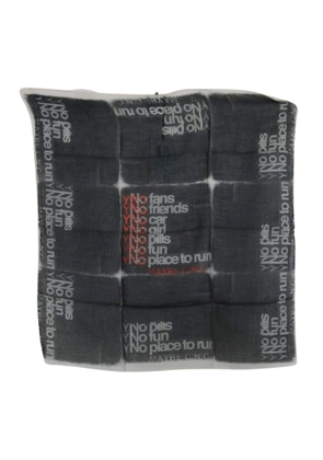 Costume National Dark Gray Wool Foulard Branded Scarf