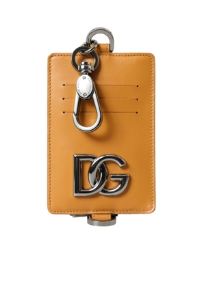 Dolce & Gabbana Orange Calf Leather Credit Card Holder Clip On Wallet