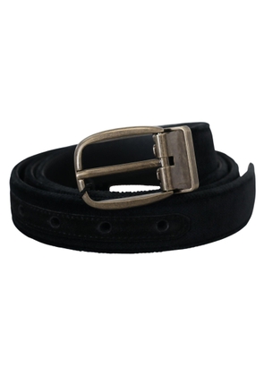 Dolce & Gabbana Black Velvet Leather Antique Metal Buckle - 95 cm / 38 Inches