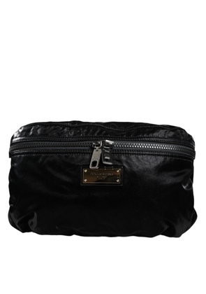 Black Nylon Fabric Belt Waist Fanny Pack Bag