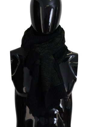 Dolce & Gabbana Black Green Knitted  Neck Wrap Shawl Scarf