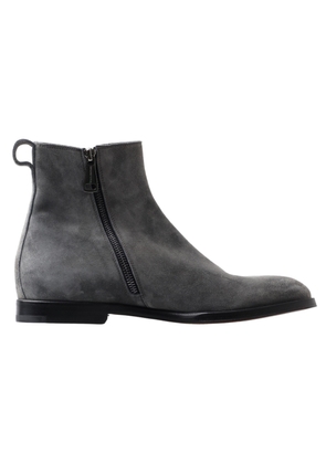 Dolce & Gabbana Gray Leather Men Ankle Boots Shoes - EU39/US6