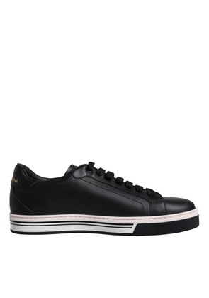 Black Leather Low Top Men Sneakers Shoes - EU39.5/US6.5