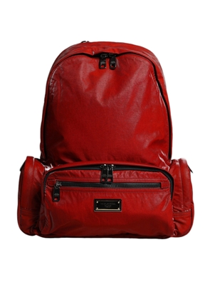 Red Patent Leather Logo Plaque Backpack Bag