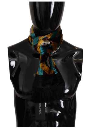 Dolce & Gabbana Multicolor DG Logo Print Shawl Wrap Fringe Scarf