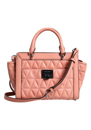 Peach Quilted Leather Logo Crossbody VIVIANNE Messenger Bag