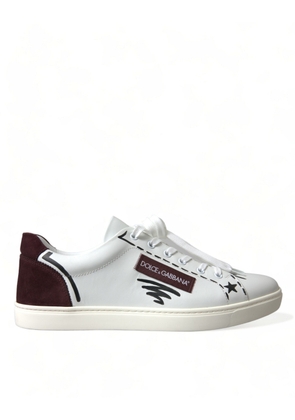 Dolce & Gabbana White Bordeaux Leather Logo Low Top Sneakers Shoes - EU39.5/US6.5