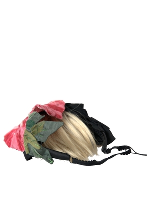 Black Viscose White Hair Parrucchiera Headband Diadem