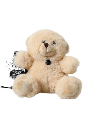 Beige Teddy Bear Mesh Net Band Hair Clip
