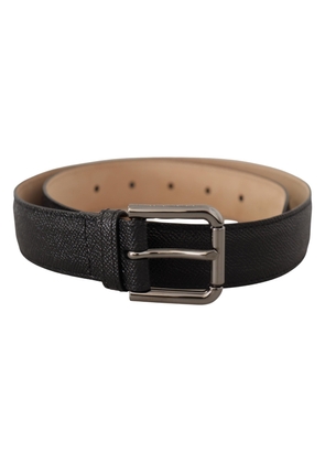 Dolce & Gabbana Black Calf Leather Brown Backend Belt - 75 cm / 29,5 Inches