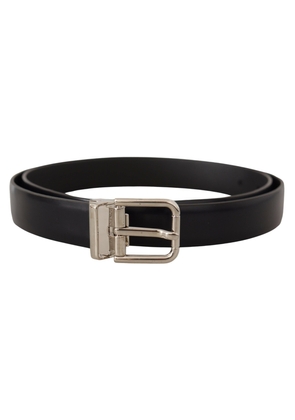 Dolce & gabbana Black Calf Leather Classic Logo Metal Buckle Belt - 100 cm / 40 Inches