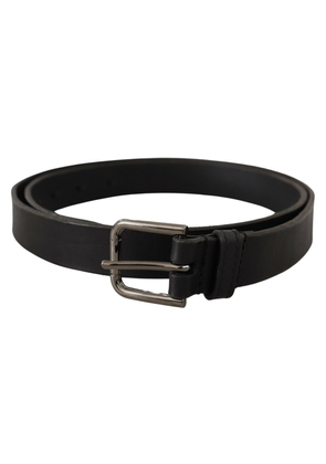 Dolce & gabbana Black Calf Leather Logo Engraved Metal Buckle Belt - 90 cm / 36 Inches