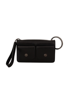 Dolce & Gabbana Black Leather Wristlet Mini Bag Card Bill Wallet