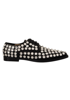 Crystal-Embellished Leather Formal Flats - EU41/US10.5