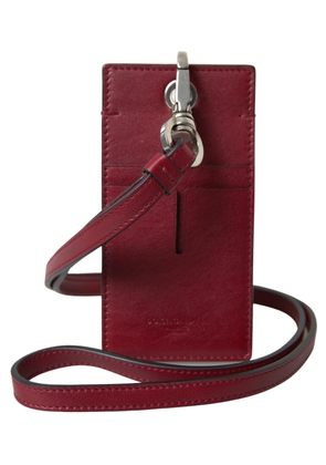 Dolce & Gabbana Red Leather Lanyard Logo Slim Card Holder Men Wallet