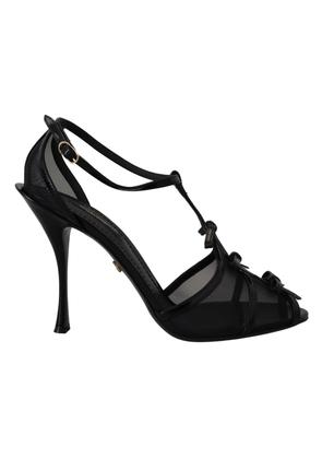 Dolce & Gabbana Elegant Black Stiletto Heeled Sandals - EU38/US7.5