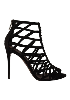 Elegant Black Suede Heels Sandals - EU41/US10.5