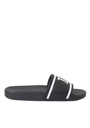 Black Leather I Love D&G Sandals Slides Shoes - EU36/US5.5