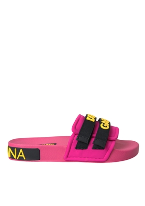 Pink Black Logo Beachwear Flats Sandals Shoes - EU36/US5.5