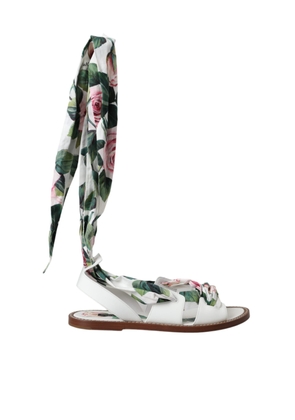 Multicolor Floral Print Ankle Wrap Sandals Shoes - EU37/US6.5