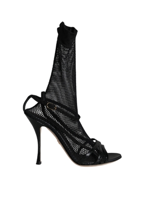 Black Mesh Stiletto Heels Sandals Shoes - EU38.5/US8