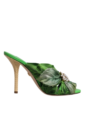 Green Crystal Slides KEIRA Sandal Shoes - EU37.5/US7