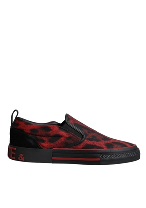 Red Black Leopard Cotton Men Low Top Sneakers Shoes - EU39/US6