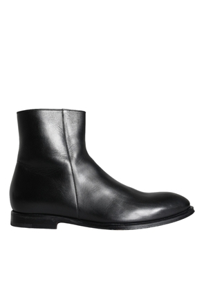 Black Calf Leather Men Ankle Boots Men Shoes - EU41/US8