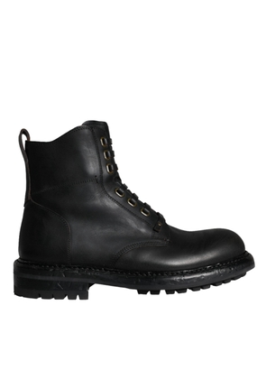 Black Lace Up Mid Calf Boots Men Shoes - EU40/US7