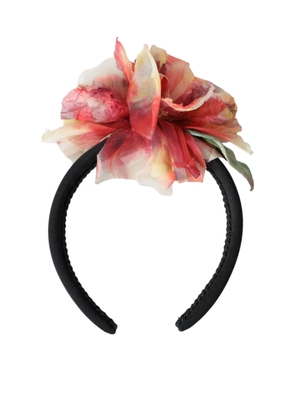 Rose Pink Silk Floral Black Tiara Women Hairband Diadem