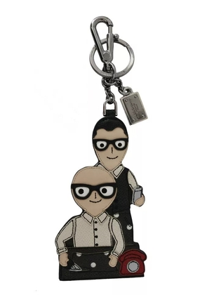 Silver Leather Dominico Stefano #DGFAMILY Logo Badge Keychain