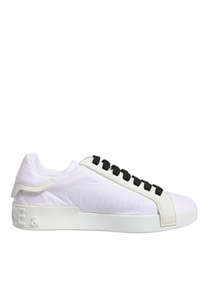 White Nylon Leather Low Top Sneakers Shoes - EU39/US6