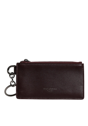 Brown Calfskin Leather DG Logo Card Holder Wallet