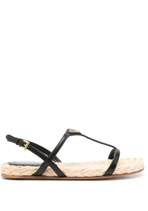 enamel triangle-logo flat sandals - 36 NERO