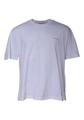 White Logo Cotton Crew Neck Short Sleeves T-shirt - L